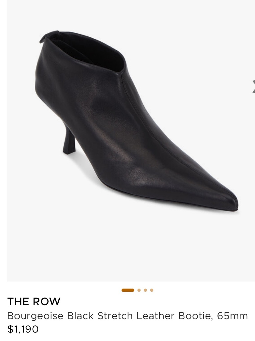The Row Black Pointed Stretch Leather Ankle Bootie